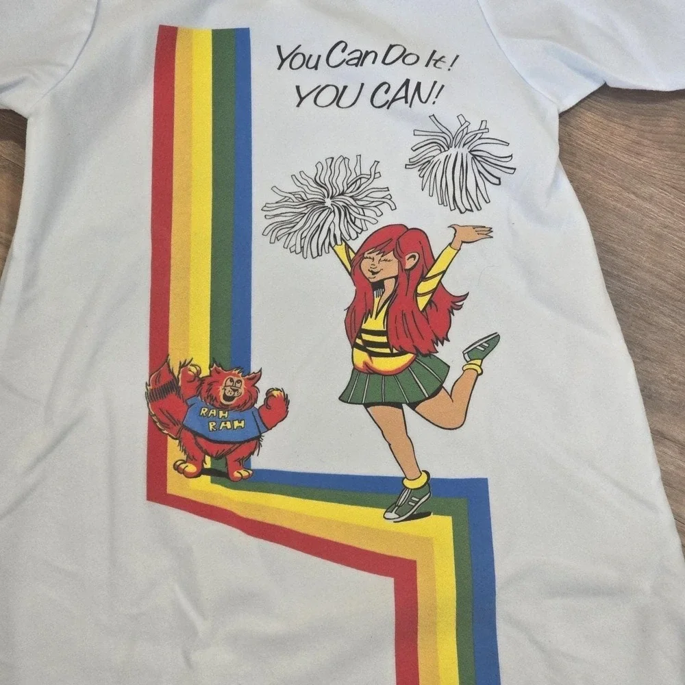 Vintage 80s 90s Girls Blue Rainbow Long Slv Nightgown Dress Cheerleader‎ New 10